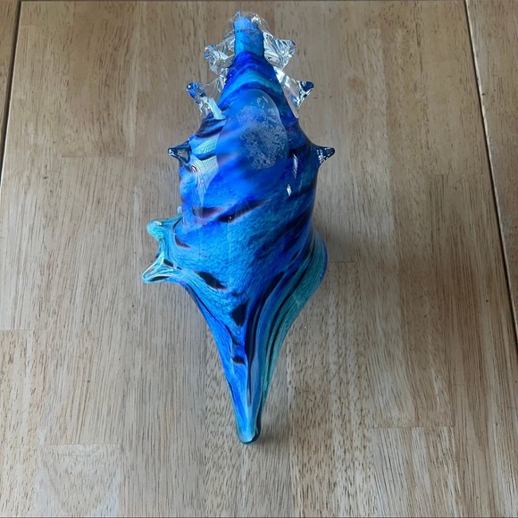 Blown Art Glass Blue Conch Shell - Picture 6 of 6